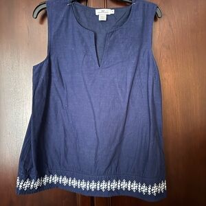 Vineyard Vines Navy Blue Tank with White Embroidery